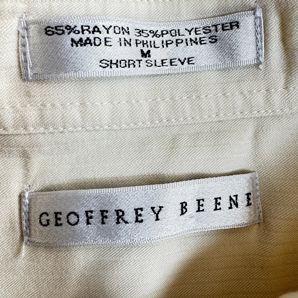 Geoffrey Beene Men's Casual Cream Button Down Shirt - Picture 11 of 13